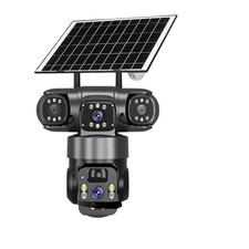 Caméra de Surveillance Solaire Wifi HD 15MP 8k Triple Objectifs Vision Nocturne