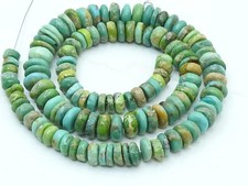Natural Green Arizona Turquoise Smooth Rondelle Beads 7-9mm 16" Strand Supply