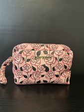 Betsey Johnson Large Pink Rose Floral Make Up Bag Travel Pouch