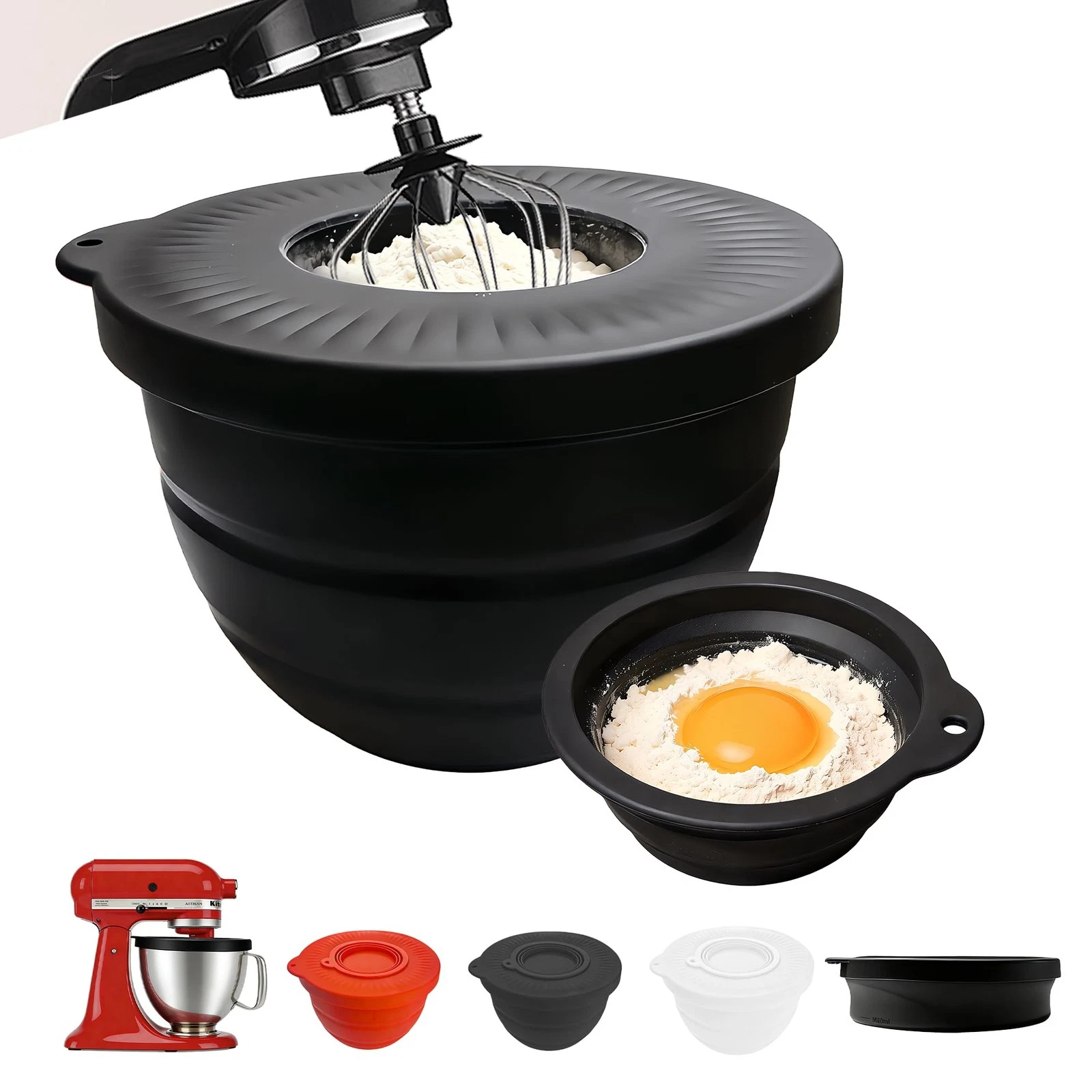 Silicone Bowl Liner for KitchenAid Tilt-Head 5QT Mixers — Foldable Collapsibl...