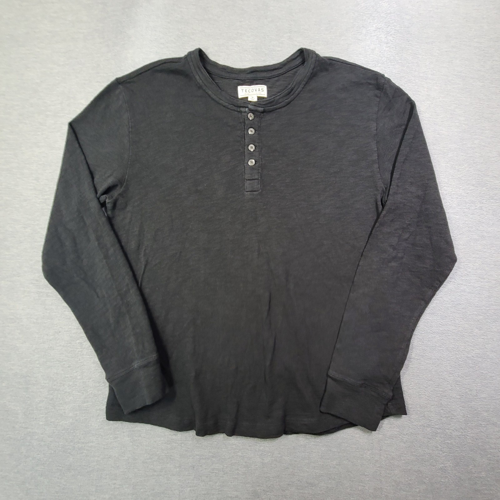 Tecovas Shirt Mens Medium Black Henley Cowboy Western Casual Long Sleeve