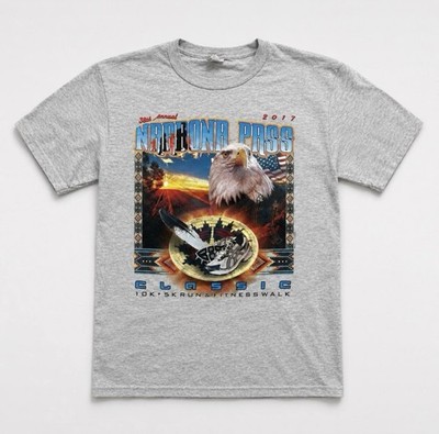 Vintage Narbona Pass 2017 Grafik T-Shirt Grau Eagle Americana USA Made Size M