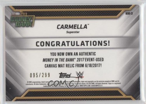 2018 Topps WWE Then Now Forever Money in the Bank Mat Relics /299 Carmella 0l61 - Picture 2 of 3