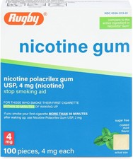Rugby Nicotine Gum 4mg Coated Mint   1 Box 100 Pieces Total 