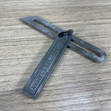 Vintage Universal Bevel Sliding T Bevel 4” Square Angle Tool Metal w/Thumb Screw