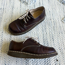 Dr. Martens Vtg 90s MIE Brown Leather Oxford Shoes UK 7 Vintage Made in England