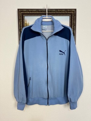 Vintage 80's West Germany Puma Blue Jacket Mens Zip Track Top Rare Hype Size L
