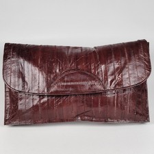 Vintage Genuine Eel Skin BurgundyClutch 80's
