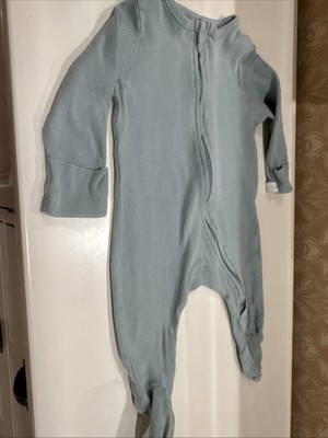 John Lewis Baby Size 0-3 Months Green One Piece Ribbed Organic Cotton Sleepwear