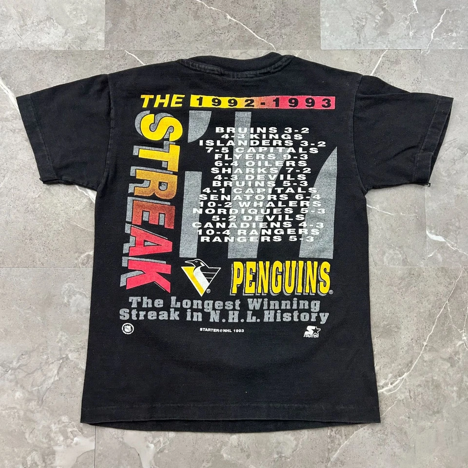 Camiseta Gráfica Años 90 De Colección Pittsburgh Penguins Niños Mediana Niños Jóvenes Manga Corta Foto 2 de 4