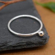 925 Sterling Silver Simple Bead Rings Minimalist Dainty Stacking Band Jewelry