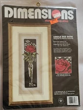 Dimensions Stamped Cross Stitch Kit ' Single Red Rose' New Sealed VTG 1995