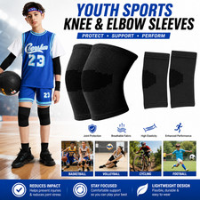 2PCS Kids Knee & Elbow Compression Sleeves Support Pads Volleyball Basketball Sp