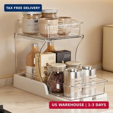 Jsyrjing Pull Out 2 Tier Organizer for Kitchen Bathroom and Cabinet Storage Rota