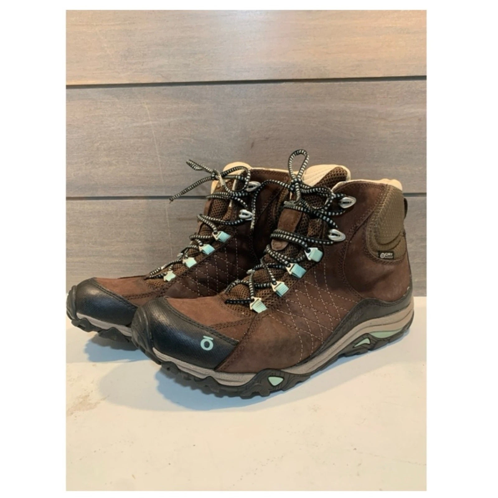 Oboz Womens Sapphire Mid B-DRY Waterproof Hiking Boots Brown Blue Size 9 Outdoor