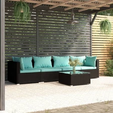 Garden Lounge Set Black, Aqua