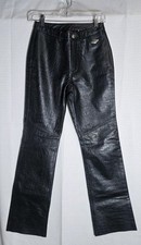 Vtg Harley Davidson Motor Clothes Womens Black Leather Croc Riding Pants Sz 30/2