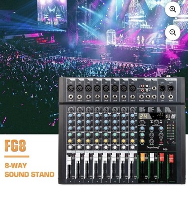 Depusheng FG8 8 Channel Sound Mixer Audio Mixing Console 48V Phantom Power Black
