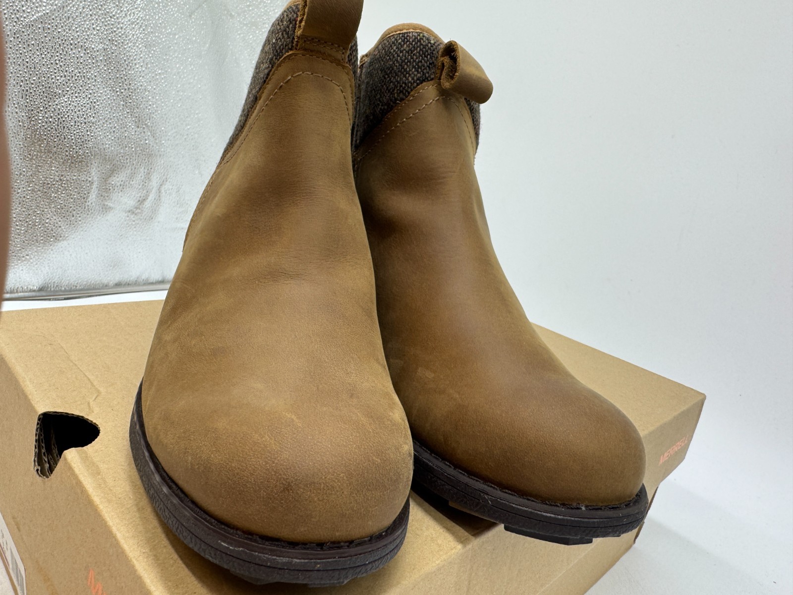 Stivali Merrell Chateau II Mid Pull donna pelle marrone tacco a blocco outdoor 8 5