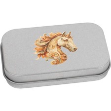 'Busto di cavallo in legno' scatola di latta / immagazzinaggio con cerniera in metallo (TT058209)