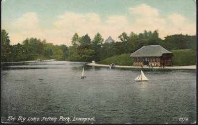 Liverpool - Sefton Park Big Lake - Postkarte ''British Mirror'' um 1905-10