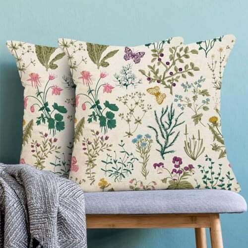 Juego de 2 fundas de almohada de resorte 18 x 18 pulgadas, salvia 18"" x 18"" verde salvia floral - Imagen 4 de 6