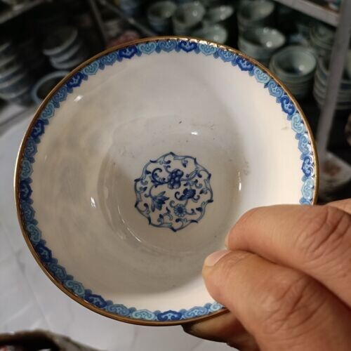 Chinese Blue and White Porcelain Bowls Cloud Flower Patterned Qianlong ZA3 - Picture 8 of 8