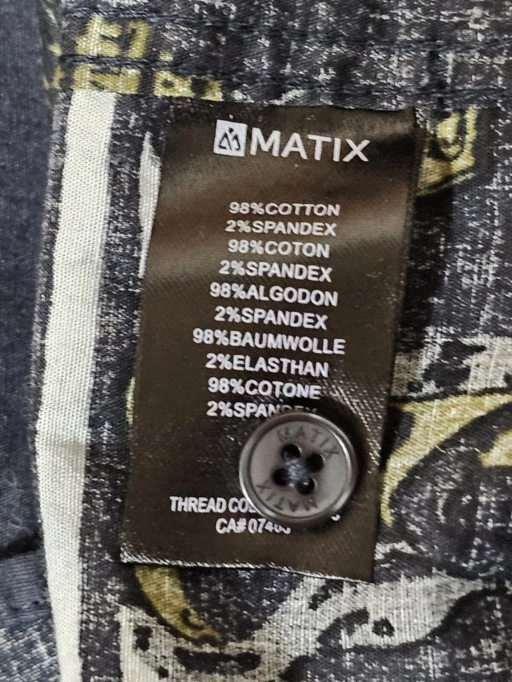Matix Shirt Mens Size XL Dark Gray Hawaiian Button Up Short Sleeve w Pocket Top - Image 4 of 4