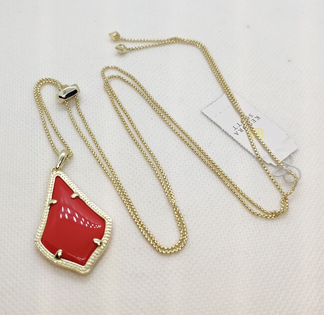 New Kendra Scott Alex Pendant Necklace In Red / Gold | eBay