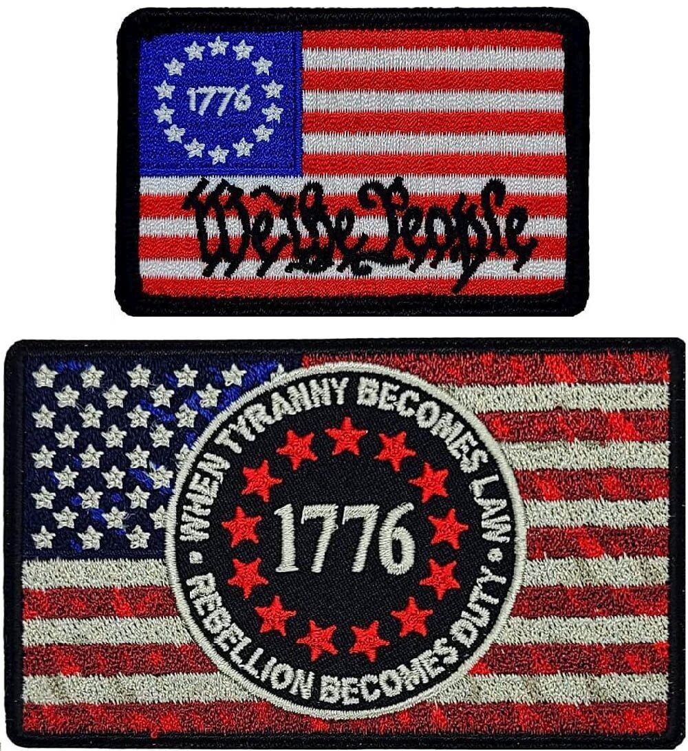We The People Betsy Ross 1776 Flag Tyranny Rebellion Patch |2PC iron on Sew on