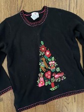 Vtg Over The Top Crazy Busy Ugly Christmas Zip Sweater Snowman XL