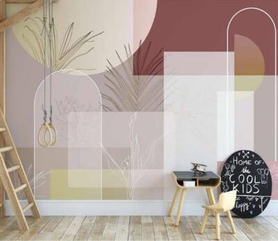 3D Geometric Leaf S032 Wallpaper Mural Self-adhesive Removable Sticker Panda