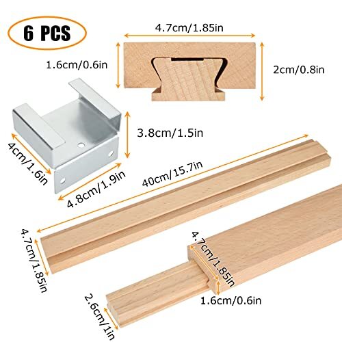 6PCS 16 Inch Wood Drawer Slides with Metal Glides Center Guide Track Replacement