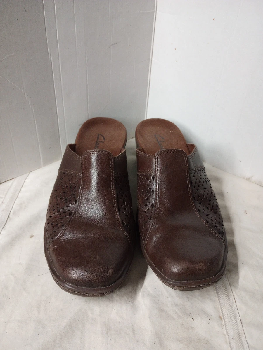 Clarks ladies top leather mules
