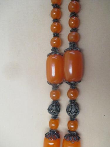 Necklace, phenollic butterscoth, resin, Bakelite, beaded, chunky, vintage - Foto 3 di 9