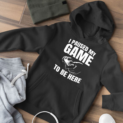 I Paused My Game To Be Here Hoodie Gaming Geschenk für Kinder Mädchen Jungen Kinder Top