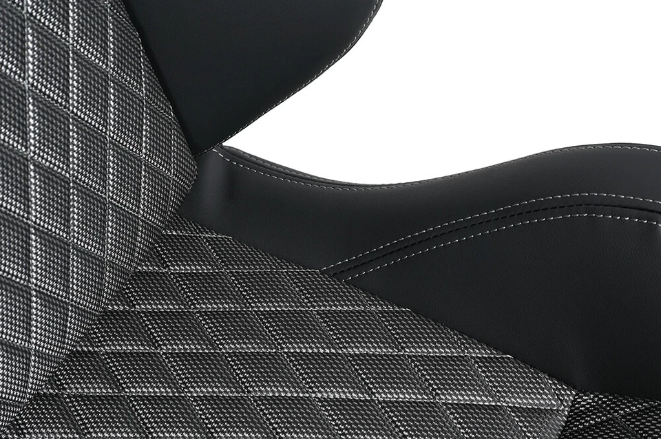 Pair of Reclinable Bucket Seats Car Racing Seats Black + Gray Fabric w/2 Sliders — 第 4/4 张图片