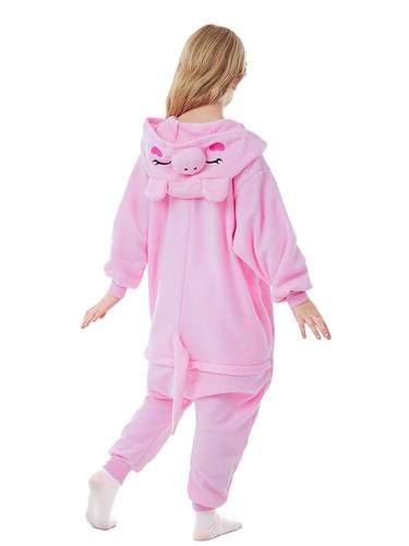 Kids Pink Pig One-piece pajamas For Boys and Girls Halloween Cosplay Costumes - Picture 34 of 50