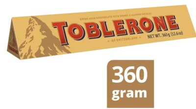Toblerone Swiss Milk Chocolate w/Honey & Almond Nougat Sweet Choco Snack 360gram