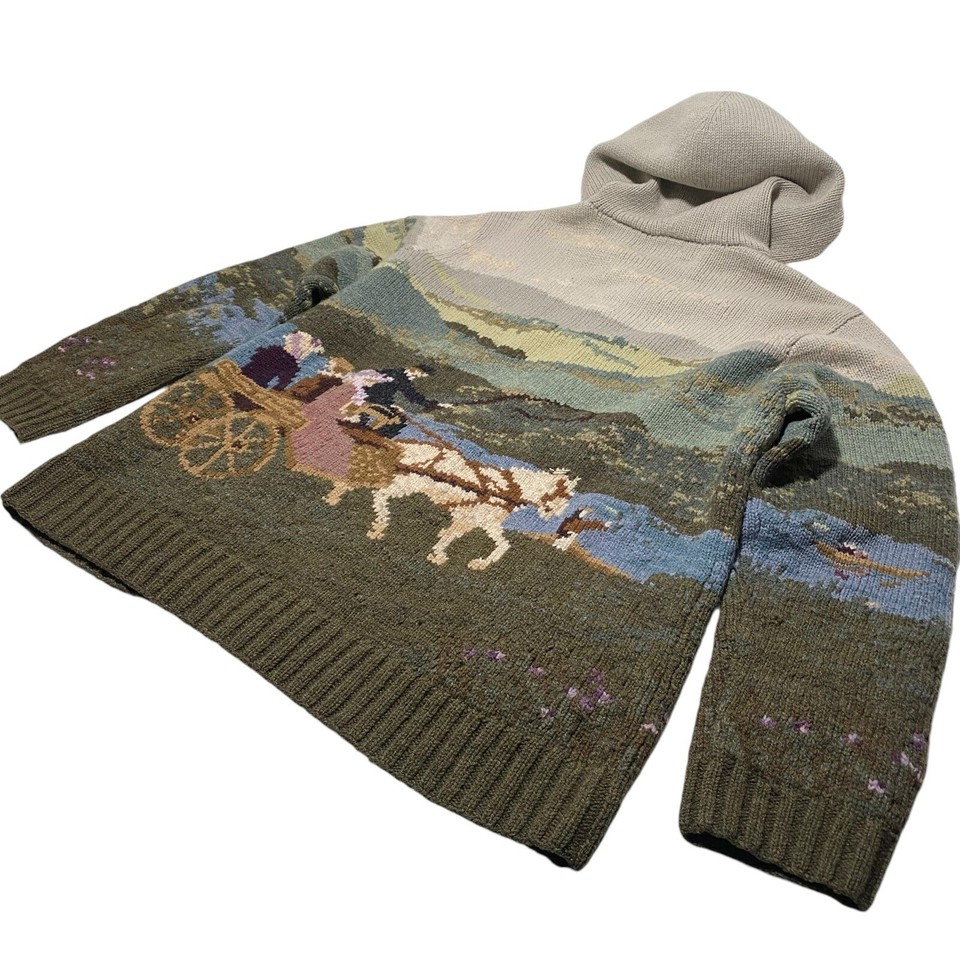 Vintage Rare Lauren Ralph Lauren Hunting Dog Country Hand Knit Sweater