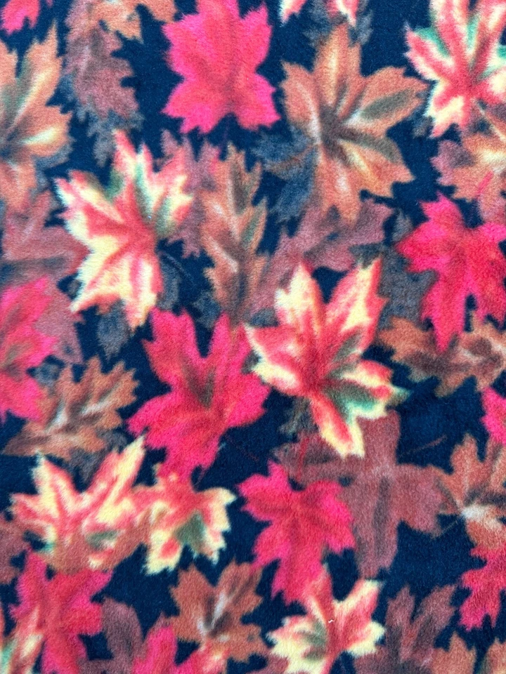 David Textiles Inc. Multicolor Fall Maple Leaves Print Fleece Fabric Remnant - Image 4 of 4