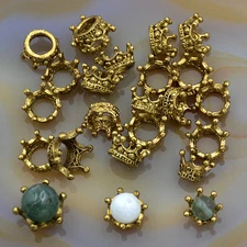  20pcs Solid Metal Crown Big Hole Bracelet Connector Charm Beads 6mm 8mm 10mm