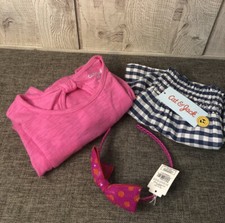 Girl's Cat  Jack Navy Blue White Skirt  Pink Dress Free Headband Size XS 4/5 
