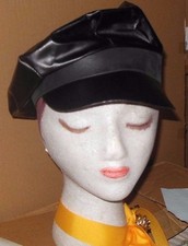 Pleather Police Biker Taxi Newsboy Black Hats lot of 12 Theatrical Dance Adjusta