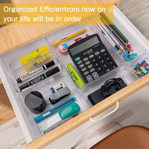 20Pcs Clear Drawer Organizer Set 5 Size Bathroom Vanity Cosmetic Makeup Trays - Picture 8 of 10