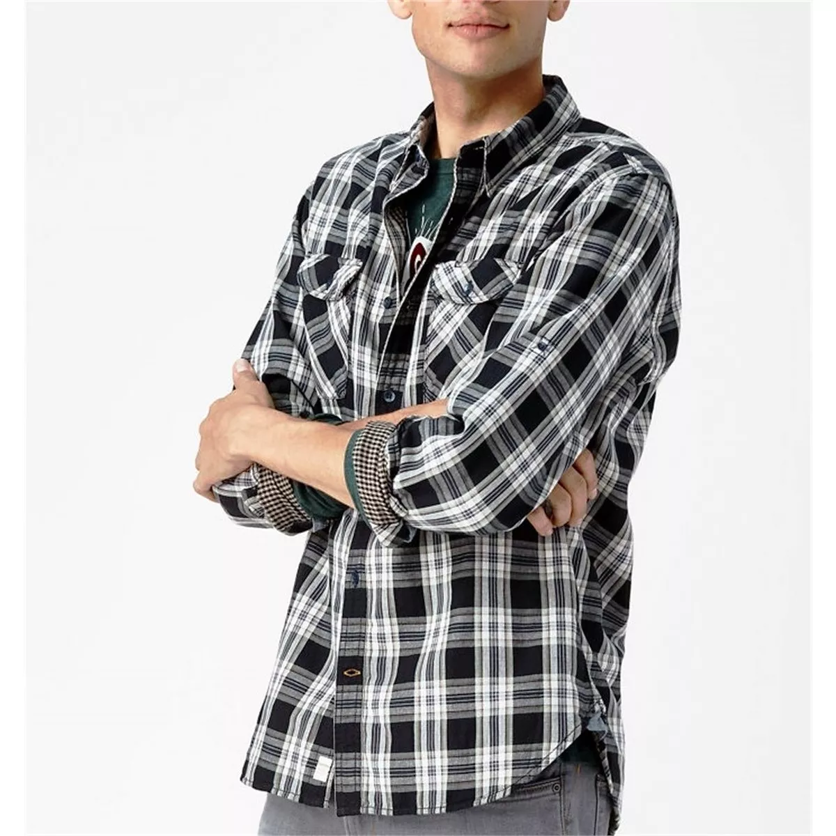Mens Timberland Cotton Long Sleeve Double Layer Plaid Shirt Size M