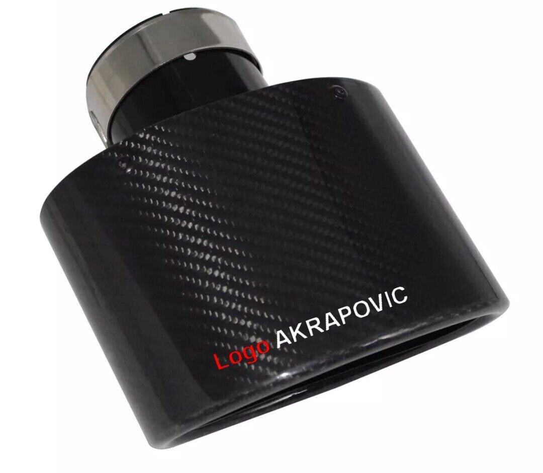 Embout echappement ovale noir brillant et carbone véritable pour tube