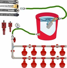 Pipeline Automatic Poultry Waterer System 1/2"PVC Pipe Accessories DIY Kit 2Hose