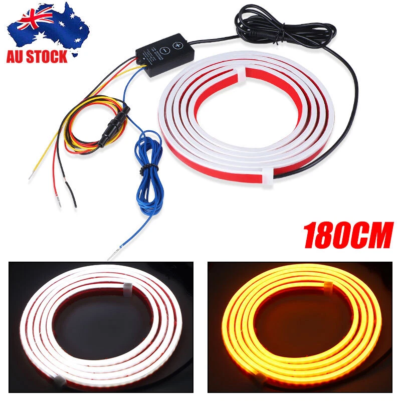 LED Daytime Running Light Strip Flexible Dynamic Scan Start Up Car SUV Hood Lamp