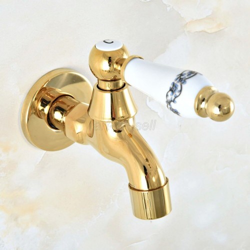 Grifo único para lavandería frío asa de cerámica color dorado fregona piscina fregadero - Imagen 5 de 8